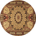 Round Persian Brown Traditional Rug, tr2044brn