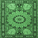 Square Machine Washable Persian Emerald Green Traditional Area Rugs, wshtr2044emgrn