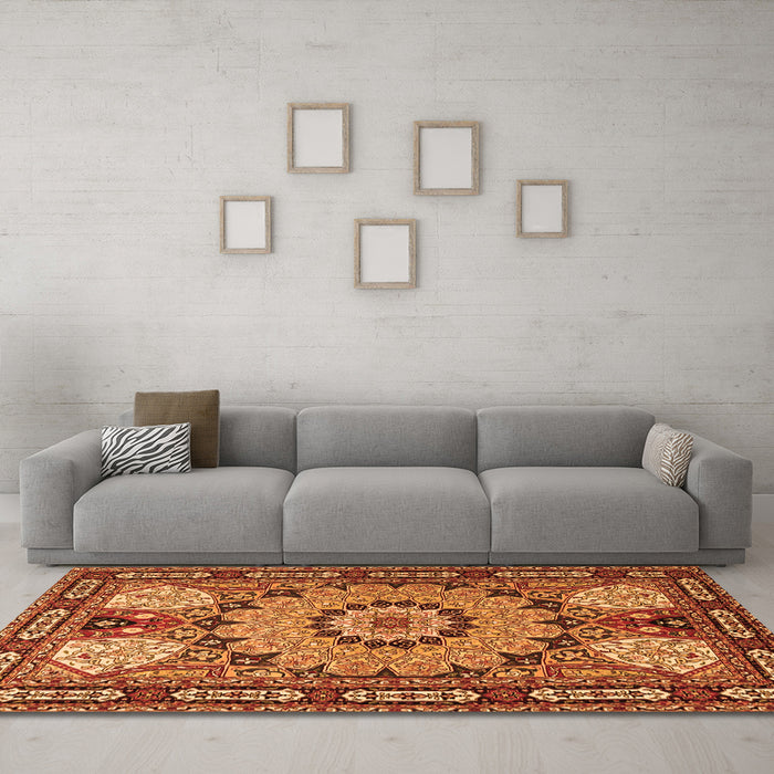 Machine Washable Persian Orange Traditional Area Rugs in a Living Room, wshtr2044org
