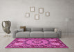 Machine Washable Persian Pink Traditional Rug in a Living Room, wshtr2044pnk