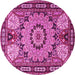 Round Persian Pink Traditional Rug, tr2044pnk