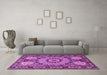 Machine Washable Persian Purple Traditional Area Rugs in a Living Room, wshtr2044pur