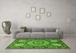 Machine Washable Persian Green Traditional Area Rugs in a Living Room,, wshtr2044grn