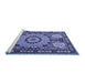 Sideview of Machine Washable Persian Blue Traditional Rug, wshtr2044blu