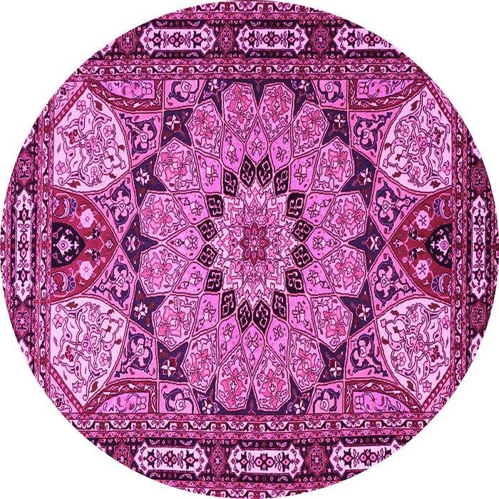 Round Machine Washable Persian Pink Traditional Rug, wshtr2044pnk