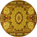 Round Persian Yellow Traditional Rug, tr2044yw