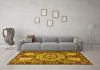 Machine Washable Persian Yellow Traditional Rug, wshtr2044yw