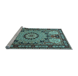 Sideview of Machine Washable Persian Light Blue Traditional Rug, wshtr2044lblu