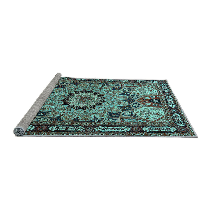 Sideview of Machine Washable Persian Light Blue Traditional Rug, wshtr2044lblu