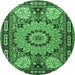 Round Persian Emerald Green Traditional Rug, tr2044emgrn