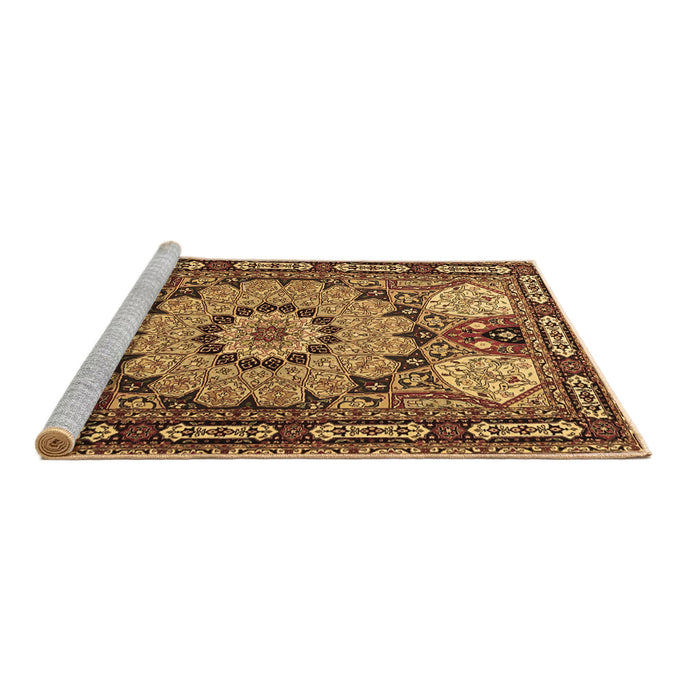 Sideview of Machine Washable Persian Brown Traditional Rug, wshtr2044brn