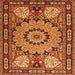 Round Machine Washable Persian Orange Traditional Area Rugs, wshtr2044org