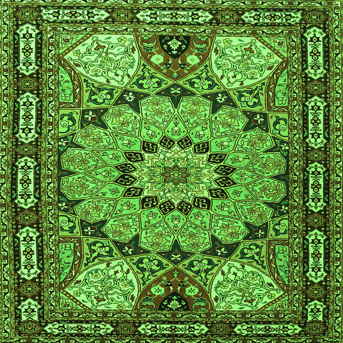 Round Machine Washable Persian Green Traditional Area Rugs, wshtr2044grn