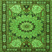 Round Machine Washable Persian Green Traditional Area Rugs, wshtr2044grn