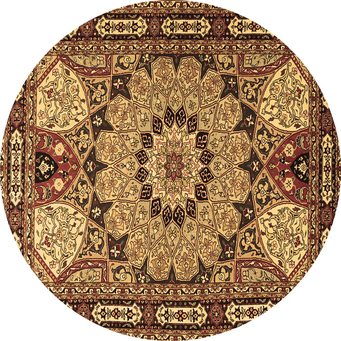 Round Machine Washable Persian Brown Traditional Rug, wshtr2044brn