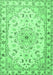 Machine Washable Persian Emerald Green Traditional Area Rugs, wshtr2045emgrn