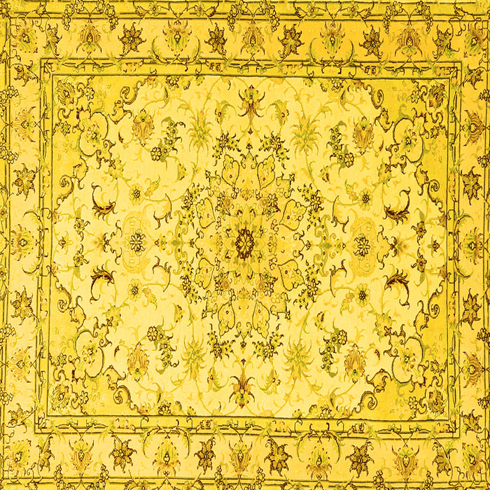 Square Machine Washable Persian Yellow Traditional Rug, wshtr2045yw
