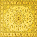 Square Machine Washable Persian Yellow Traditional Rug, wshtr2045yw