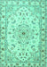 Machine Washable Persian Turquoise Traditional Area Rugs, wshtr2045turq