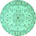 Round Persian Turquoise Traditional Rug, tr2045turq