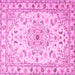 Square Machine Washable Persian Pink Traditional Rug, wshtr2045pnk