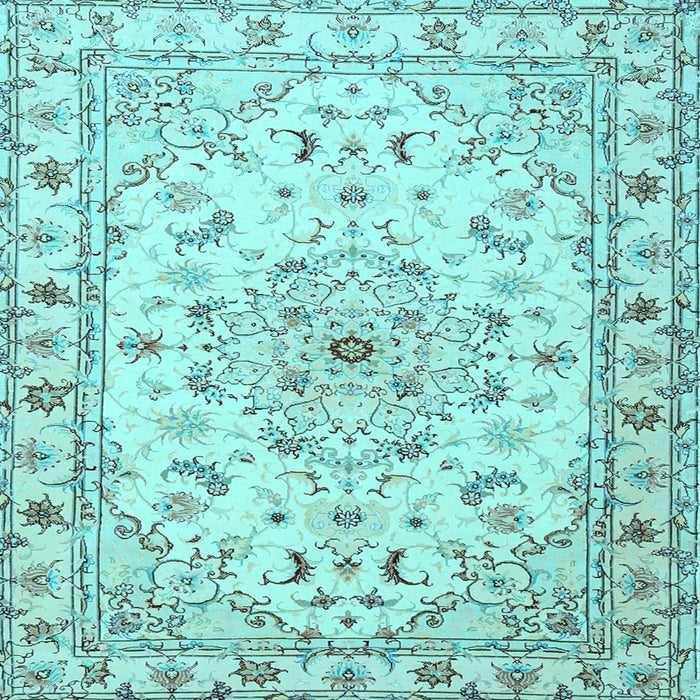 Square Machine Washable Persian Light Blue Traditional Rug, wshtr2045lblu