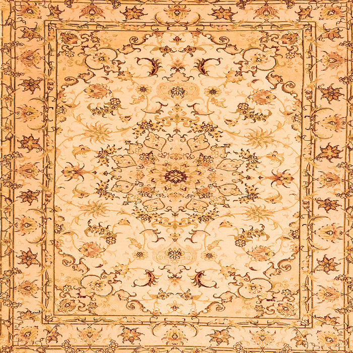 Round Machine Washable Persian Orange Traditional Area Rugs, wshtr2045org