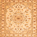 Round Machine Washable Persian Orange Traditional Area Rugs, wshtr2045org