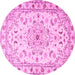 Round Persian Pink Traditional Rug, tr2045pnk