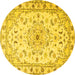 Round Persian Yellow Traditional Rug, tr2045yw