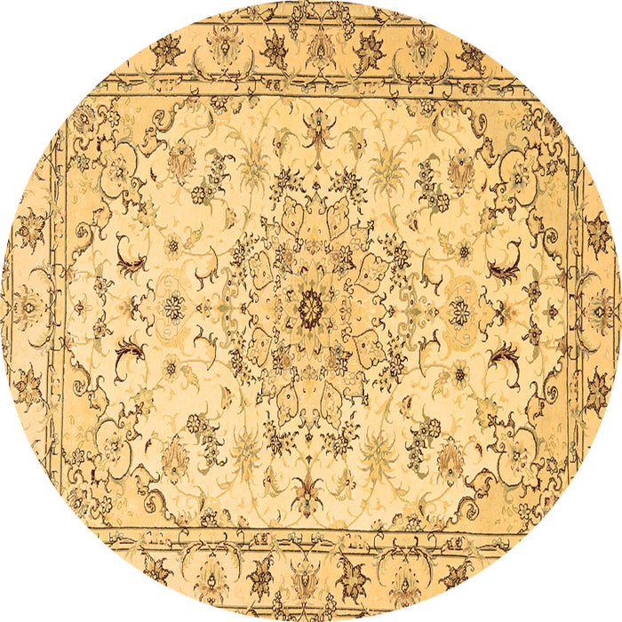 Round Persian Brown Traditional Rug, tr2045brn