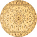 Round Persian Brown Traditional Rug, tr2045brn