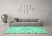 Machine Washable Persian Turquoise Traditional Area Rugs in a Living Room,, wshtr2045turq