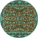 Round Persian Turquoise Traditional Rug, tr2046turq