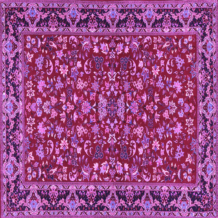 Square Machine Washable Persian Purple Traditional Area Rugs, wshtr2046pur