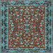 Square Machine Washable Persian Light Blue Traditional Rug, wshtr2046lblu