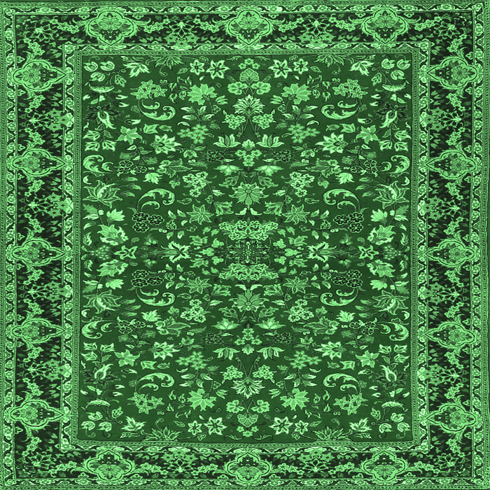 Square Persian Emerald Green Traditional Rug, tr2046emgrn