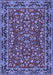 Machine Washable Persian Blue Traditional Rug, wshtr2046blu