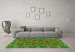 Machine Washable Persian Green Traditional Area Rugs in a Living Room,, wshtr2046grn