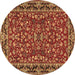 Round Machine Washable Persian Brown Traditional Rug, wshtr2046brn