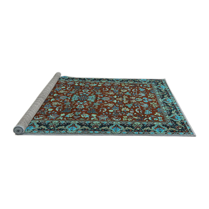 Sideview of Machine Washable Persian Light Blue Traditional Rug, wshtr2046lblu