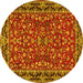 Round Machine Washable Persian Yellow Traditional Rug, wshtr2046yw