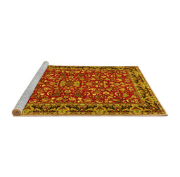 Sideview of Machine Washable Persian Yellow Traditional Rug, wshtr2046yw