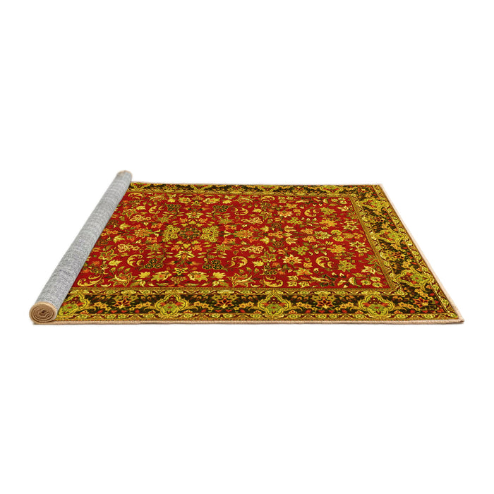 Sideview of Machine Washable Persian Yellow Traditional Rug, wshtr2046yw