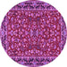 Round Machine Washable Persian Purple Traditional Area Rugs, wshtr2046pur