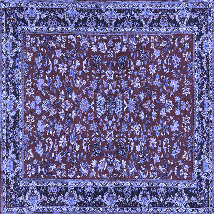 Square Machine Washable Persian Blue Traditional Rug, wshtr2046blu