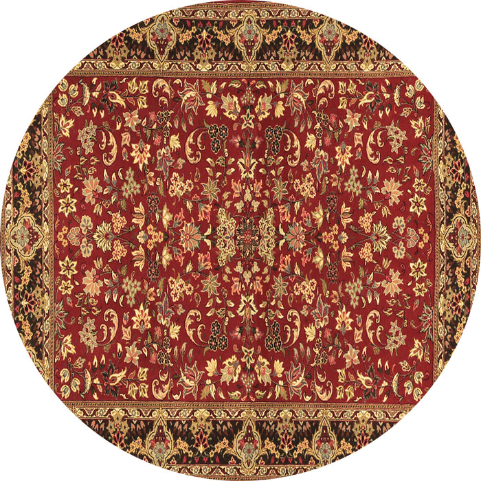 Round Persian Brown Traditional Rug, tr2046brn