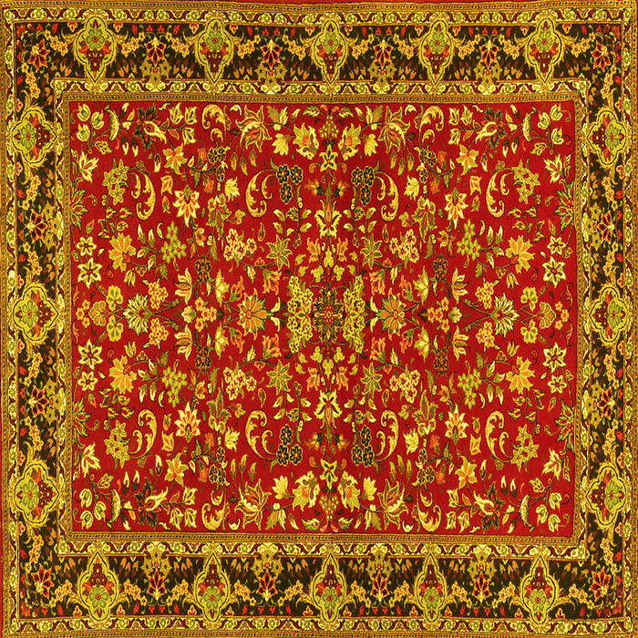 Square Machine Washable Persian Yellow Traditional Rug, wshtr2046yw