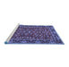 Sideview of Machine Washable Persian Blue Traditional Rug, wshtr2046blu