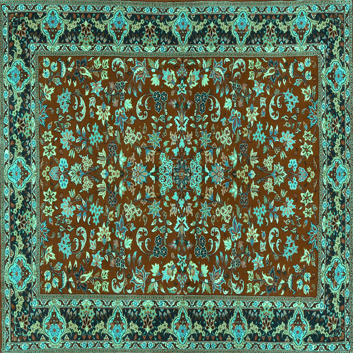 Square Persian Turquoise Traditional Rug, tr2046turq